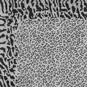 HomeRoots 9' X 12' Gray and Black Animal Print Washable Area Rug - Durable, UV-Protected, Easy-Clean Style! 692045