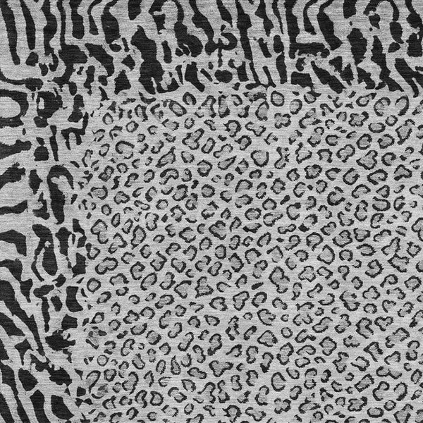 HomeRoots 9' X 12' Gray and Black Animal Print Washable Area Rug - Durable, UV-Protected, Easy-Clean Style! 692045