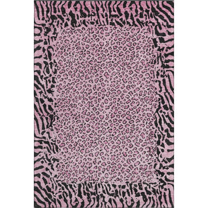 HomeRoots 8' Stylish Pink and Black Animal Print Washable Area Rug - Durable, UV-Protected, Easy-Care Design 692050