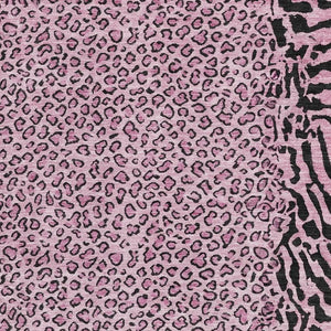 HomeRoots 8' Stylish Pink and Black Animal Print Washable Area Rug - Durable, UV-Protected, Easy-Care Design 692050