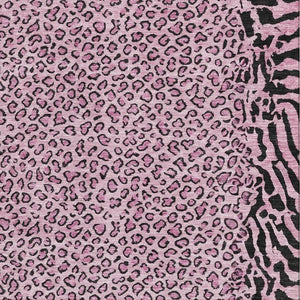 HomeRoots 9' X 12' Pink and Black Animal Print Area Rug – Stylish, Washable, UV Protected for Everyday Living 692051