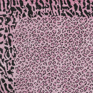 HomeRoots 10' X 14' Pink and Black Animal Print Washable Area Rug with UV Protection for Stylish Spaces 692052