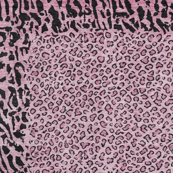 HomeRoots 10' X 14' Pink and Black Animal Print Washable Area Rug with UV Protection for Stylish Spaces 692052