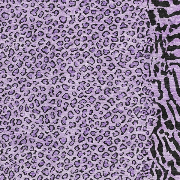 HomeRoots 5' X 8' Purple and Black Animal Print Area Rug - Washable, UV Protected, Stylish, and Durable Design 692054