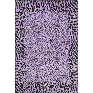 HomeRoots 8' Purple and Black Animal Print Area Rug - Washable, UV Protected, Durable for High-Traffic Spaces 692056