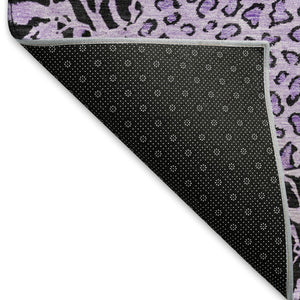 HomeRoots 8' Purple and Black Animal Print Area Rug - Washable, UV Protected, Durable for High-Traffic Spaces 692056