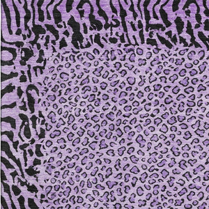 HomeRoots 8' Purple and Black Animal Print Area Rug - Washable, UV Protected, Durable for High-Traffic Spaces 692056
