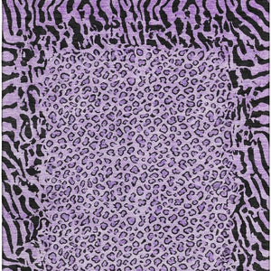 HomeRoots 8' Purple and Black Animal Print Area Rug - Washable, UV Protected, Durable for High-Traffic Spaces 692056