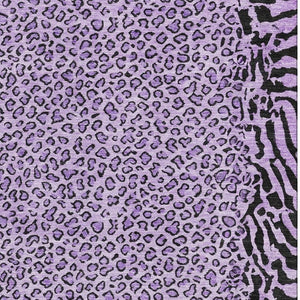 HomeRoots 10' X 14' Stylish Purple & Black Animal Print Washable Area Rug with UV Protection for Busy Homes 692058