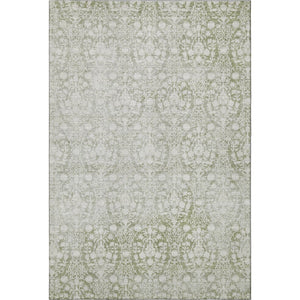 HomeRoots 8' Artichoke Green & Ivory Damask Area Rug - Durable, Washable, UV Protected, Family-Friendly Design 692062