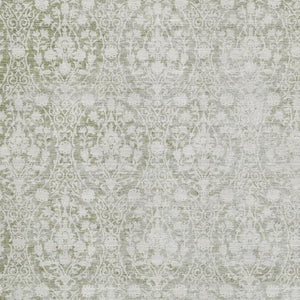 HomeRoots 9' Elegant Artichoke Green & Ivory Damask Washable Area Rug - Durable, UV Protected, Non-Slip Design 692063