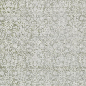 HomeRoots 10' Artichoke Green & Ivory Damask Washable Area Rug – Durable, UV-Protected, Family-Friendly Design 692064