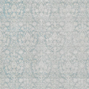 HomeRoots 8' Aqua and Ivory Damask Washable Area Rug - Durable, Stain-Resistant, Non-Slip for Busy Homes! 692068