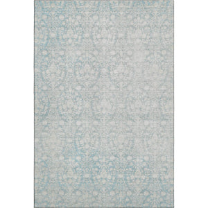 HomeRoots 10' X 14' Aqua and Ivory Damask Washable Area Rug - Stylish, Stain-Resistant, UV-Protected Design! 692070
