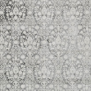 HomeRoots 10' Charcoal & Ivory Damask Area Rug - Washable, UV Protected, Durable, Perfect for Busy Homes! 692076