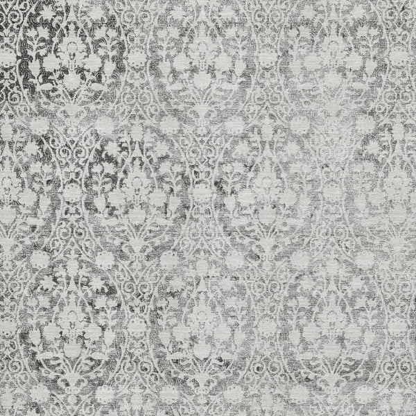 HomeRoots 10' Charcoal & Ivory Damask Area Rug - Washable, UV Protected, Durable, Perfect for Busy Homes! 692076