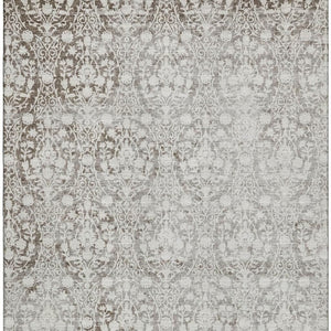 HomeRoots 5' X 8' Chocolate And Ivory Damask Area Rug – Stylish, Washable, UV-Protected for Busy Homes! 692078