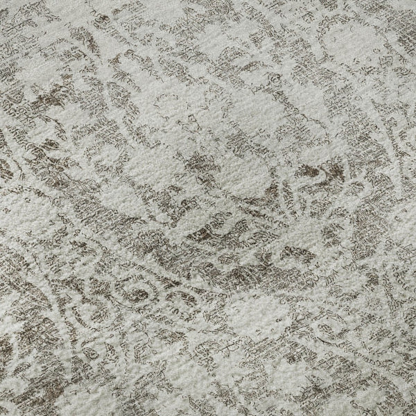 HomeRoots 8' X 8' Chocolate Damask Round Rug - Stylish, Washable, UV Protected, & Perfect for Busy Homes 692079