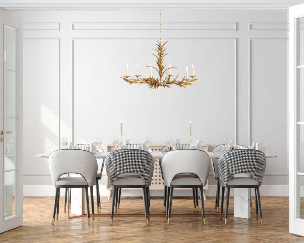 Chelsea House Laurel Antique Gold Leaf Sunburst Chandelier With Laurel Leaf Iron Motifs — Sculptural Focal Lighting 69208