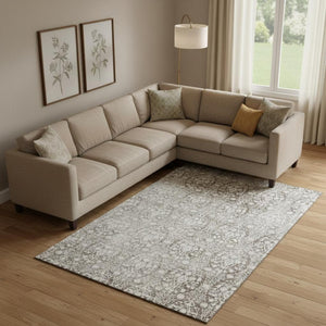 HomeRoots 9' X 12' Chocolate & Ivory Damask Area Rug – Durable, Washable, UV Protected for High-Traffic Spaces 692081