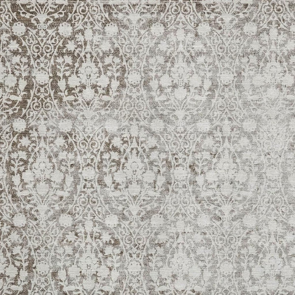 HomeRoots 9' X 12' Chocolate & Ivory Damask Area Rug – Durable, Washable, UV Protected for High-Traffic Spaces 692081