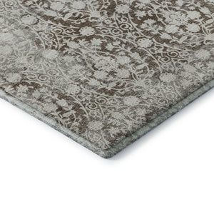 HomeRoots 10' Chocolate and Ivory Damask Area Rug - Washable, UV Protected, Stylish & Durable for Any Room 692082