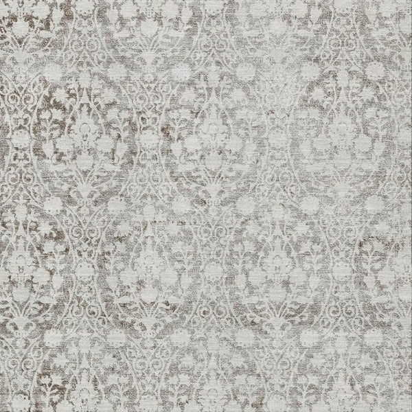 HomeRoots 10' Chocolate and Ivory Damask Area Rug - Washable, UV Protected, Stylish & Durable for Any Room 692082