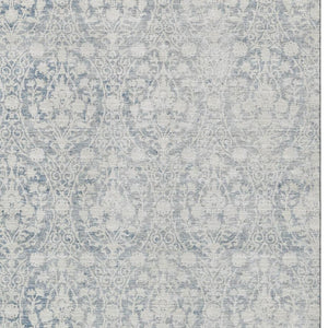 HomeRoots 5' X 8' Denim Blue & Ivory Damask Area Rug – Stylish, Washable, UV-Protected for Busy Homes 692084