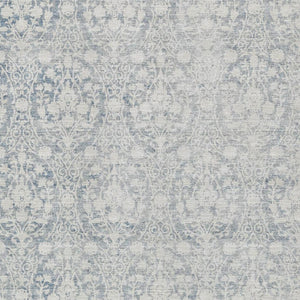 HomeRoots 9' Denim Blue & Ivory Damask Area Rug – Washable, UV Protected, Durable Design for High-Traffic Spaces 692087
