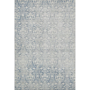 HomeRoots 10' Denim Blue and Ivory Damask Washable Area Rug with UV Protection - Stain-Resistant, Non-Slip Design 692088
