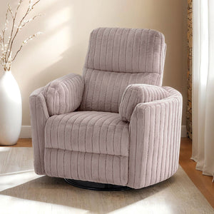 English Elm Taupe Power Glider Recliner with Swivel, 360° Rotation, Power Recline & Plush Pillow Fill Seat - Contemporary Accent Chair B2741P391176