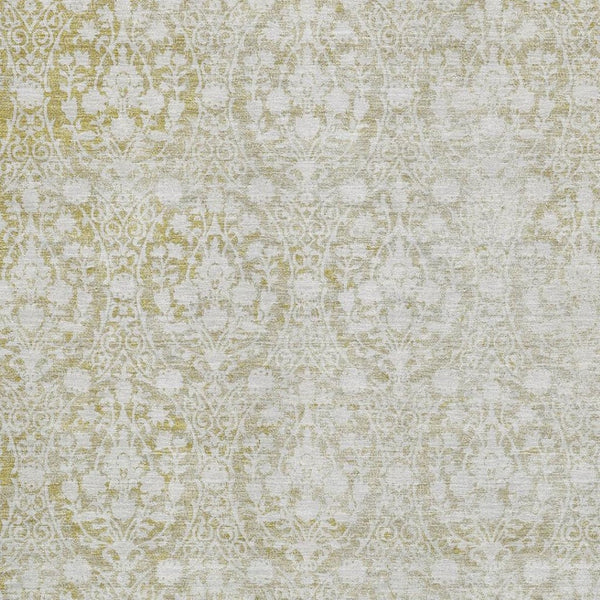 HomeRoots 8' Gold and Ivory Damask Washable Area Rug - UV Protected, Stain-Resistant, Perfect for Homes! 692092