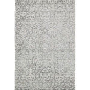 HomeRoots 5' X 8' Gray And Ivory Damask Area Rug - Washable, UV Protected, Stylish & Durable for Homes 692096