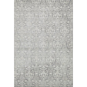 HomeRoots 5' X 8' Gray And Ivory Damask Area Rug - Washable, UV Protected, Stylish & Durable for Homes 692096