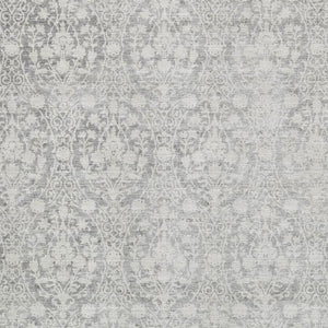 HomeRoots 8' Gray and Ivory Damask Area Rug - Washable, UV-Protected, Stain-Resistant, Family-Friendly Design 692098