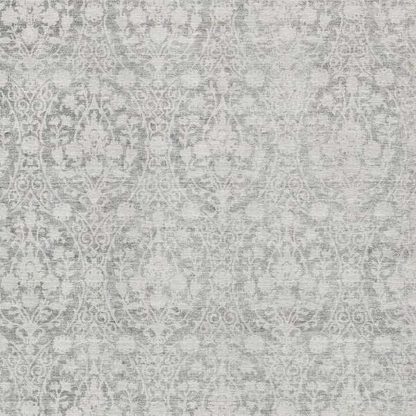 HomeRoots 10' X 14' Gray And Ivory Damask Area Rug - Washable, Stain Resistant, UV Protection for Family Homes 692100
