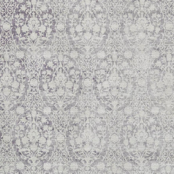 HomeRoots 5' X 8' Plum and Ivory Damask Area Rug – Washable, UV-Protected, Ideal for Busy Homes with Kids & Pets 692102