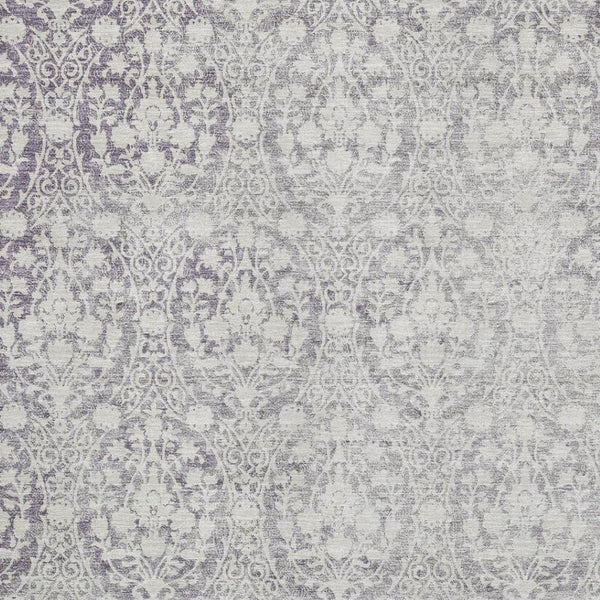 HomeRoots 8' Plum And Ivory Damask Area Rug - Washable, UV-Protected, Durable & Stylish for Busy Homes 692104
