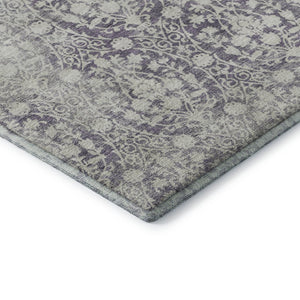 HomeRoots 9' X 12' Damask Washable Area Rug in Plum & Ivory - Stylish, Durable, UV Protected for Busy Homes 692105