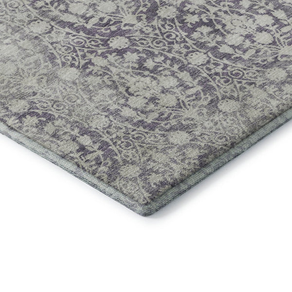 HomeRoots 9' X 12' Damask Washable Area Rug in Plum & Ivory - Stylish, Durable, UV Protected for Busy Homes 692105