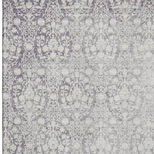 HomeRoots 9' X 12' Damask Washable Area Rug in Plum & Ivory - Stylish, Durable, UV Protected for Busy Homes 692105