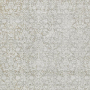 HomeRoots 8' Tan and Ivory Damask Area Rug - Washable, UV Protected, Non-Slip, Durable for Family Spaces 692110