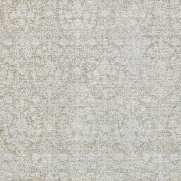 HomeRoots 8' Tan and Ivory Damask Area Rug - Washable, UV Protected, Non-Slip, Durable for Family Spaces 692110