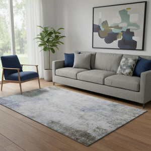 HomeRoots 5' Washable Brown Gray and Purple Abstract Area Rug with UV Protection for Modern Homes & Style 692114