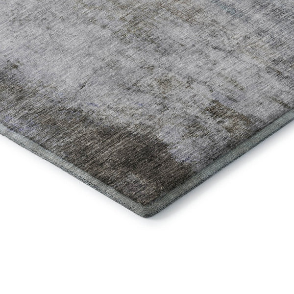 HomeRoots 8' Round Abstract Rug in Brown, Gray & Purple – Washable, UV Protected, Stain-Resistant, Non-Slip Design 692115