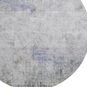 HomeRoots 8' Round Abstract Rug in Brown, Gray & Purple – Washable, UV Protected, Stain-Resistant, Non-Slip Design 692115
