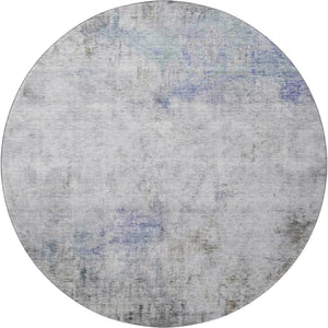HomeRoots 8' Round Abstract Rug in Brown, Gray & Purple – Washable, UV Protected, Stain-Resistant, Non-Slip Design 692115