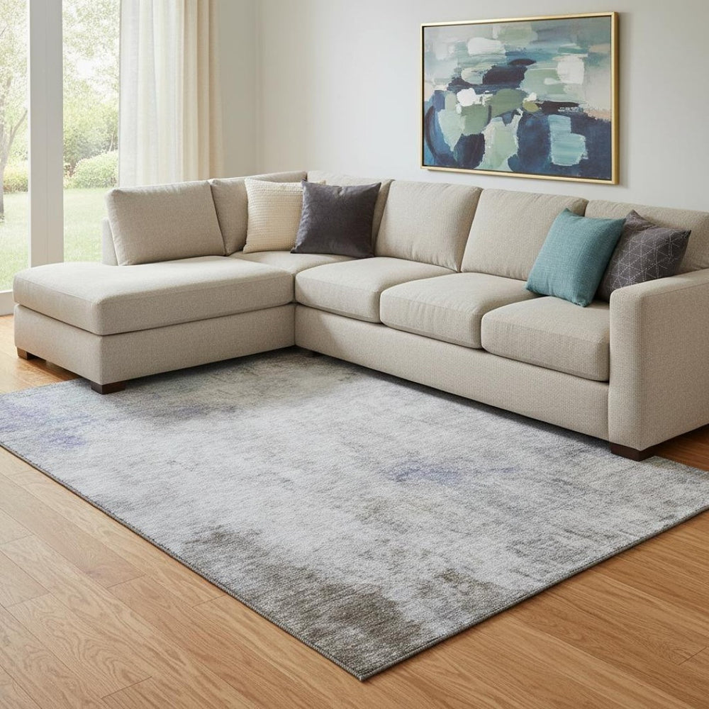 HomeRoots 8' Modern Abstract Washable Area Rug in Brown, Gray & Purple – UV Protection & Easy Care Design 692116