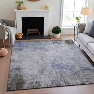 HomeRoots 9' X 12' Washable Area Rug in Brown, Gray & Purple - Modern Abstract, UV Protected, Pet-Friendly Design 692117