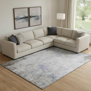 HomeRoots 10' Brown Gray and Purple Abstract Washable Area Rug - Durable, UV Protected, Family-Friendly Design! 692118